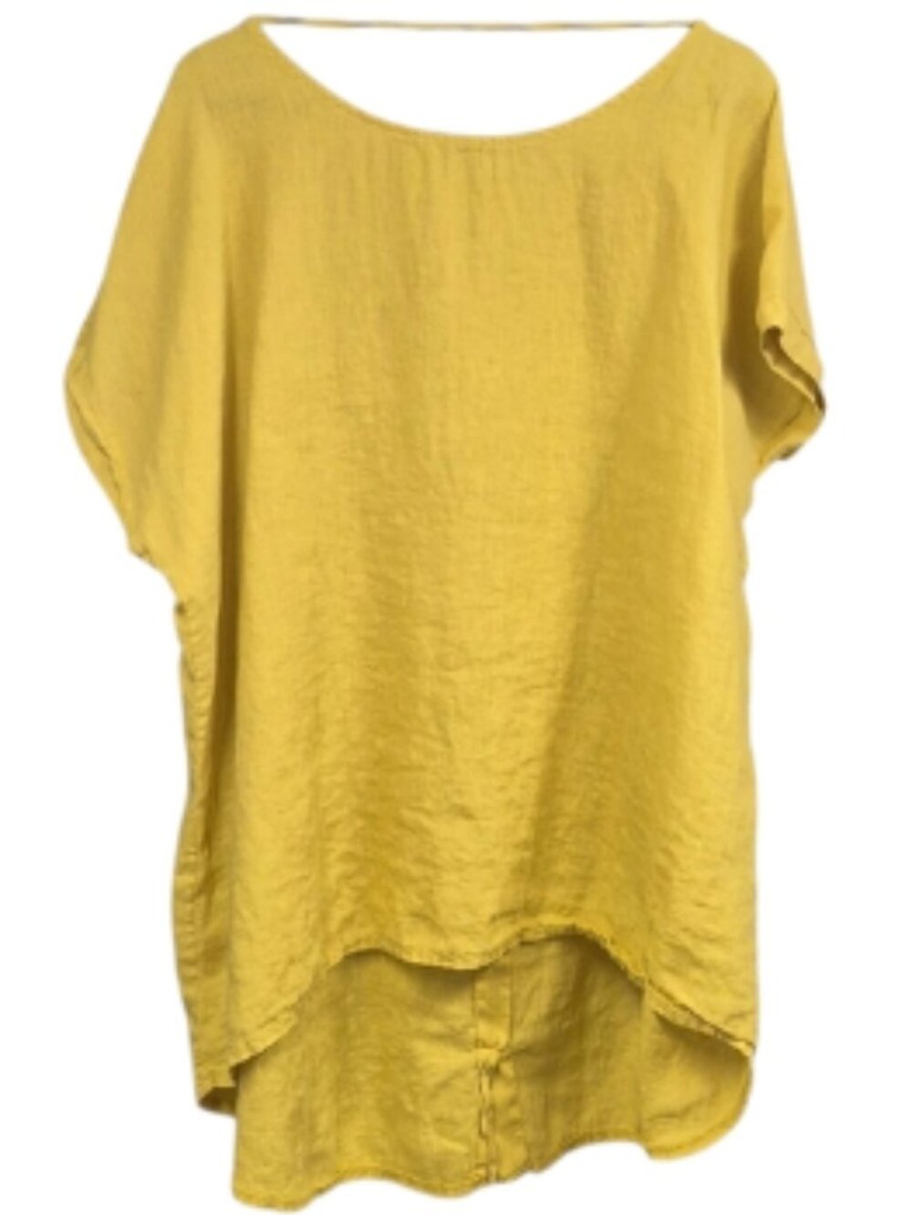 Terzo Millennio Sunshine Yellow Relaxed Short Sleeve Linen Tunic Top Women's 2X